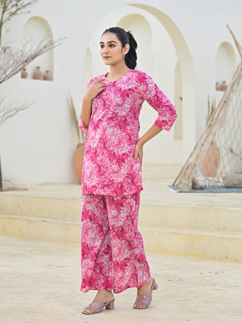Shifory Pink Cotton Kurti Palazzo Set for Women - Image 4